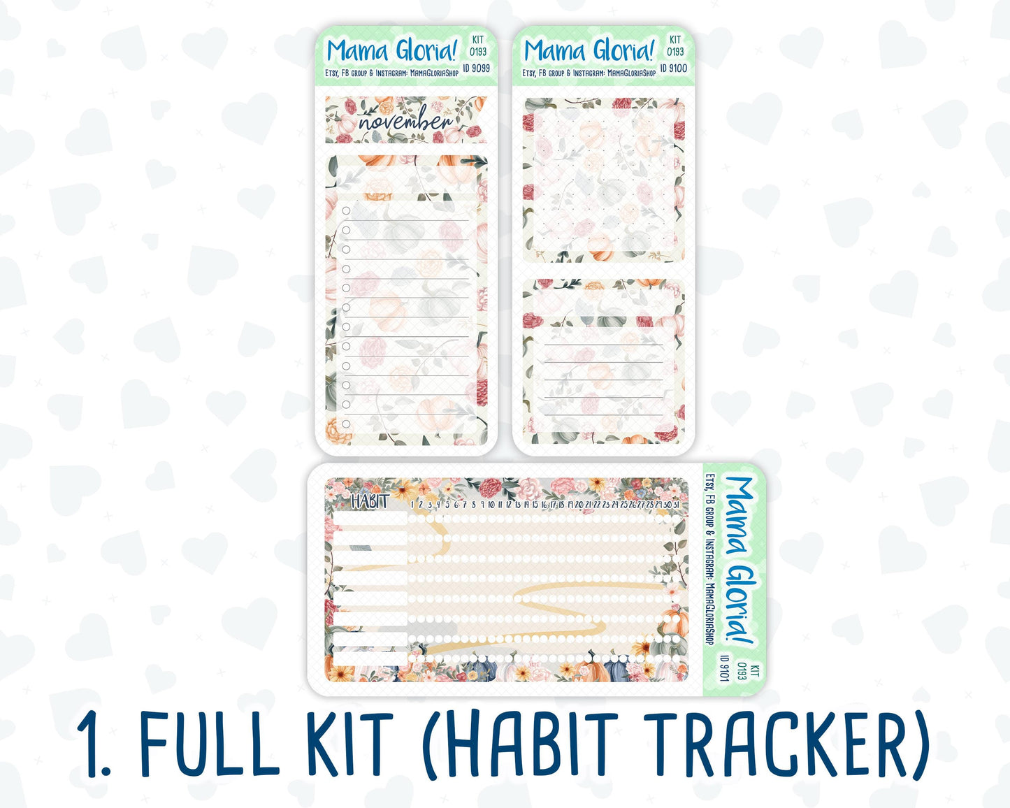 Kit 0193 - A5 - Harvest Blooms - November - Autumn- Notes Pages - Dashboard Kit - Productivity Page