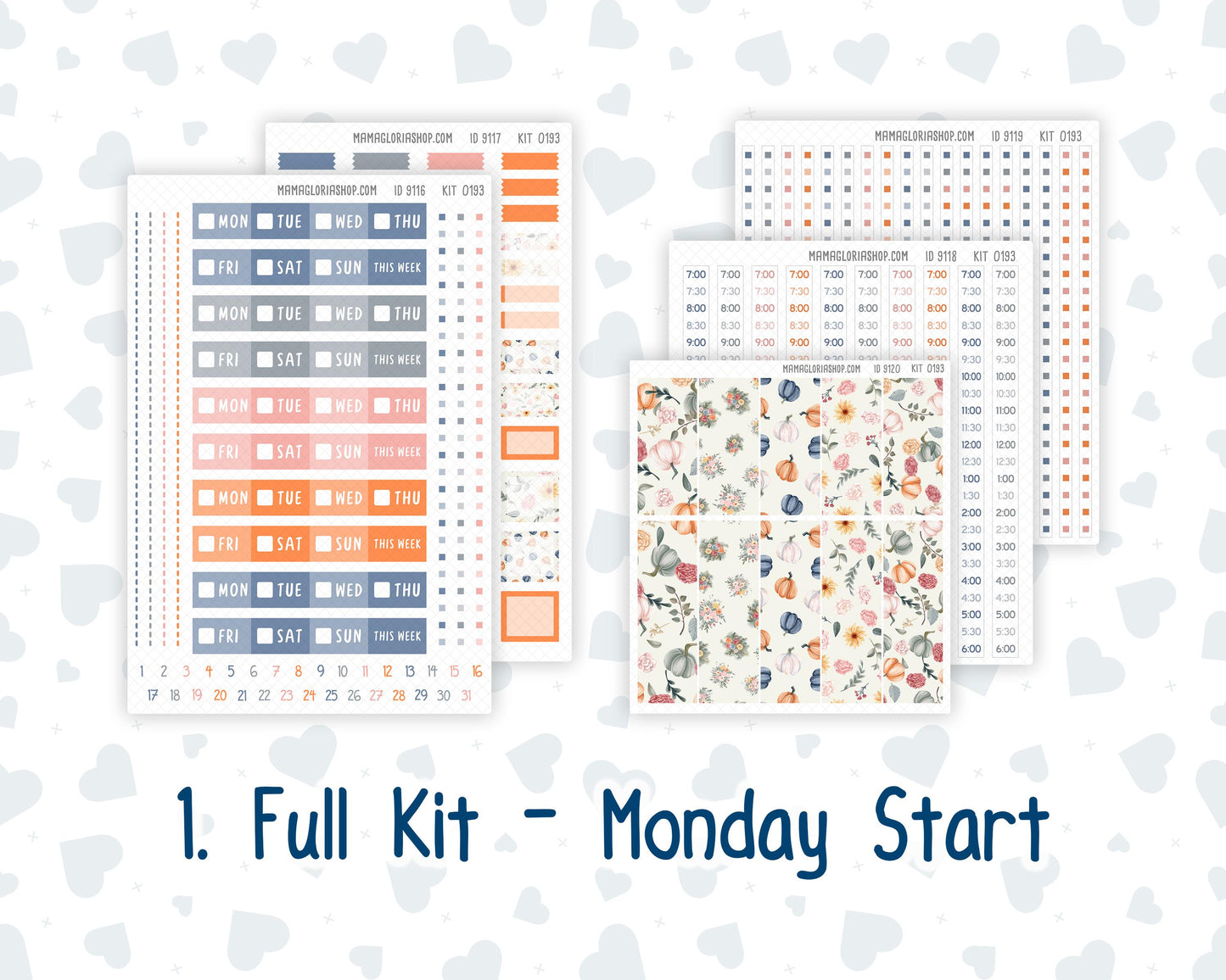 Kit 0193 Laurel Denise Mini Size – Weekly - Vertical Layout - Harvest Blooms - November - Fall