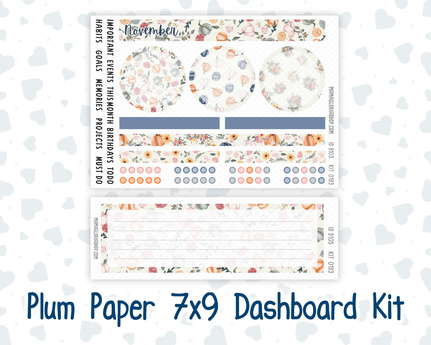 Kit 0193 Plum Paper 7x9 – Dashboard - Harvest Blooms - November- Autumn