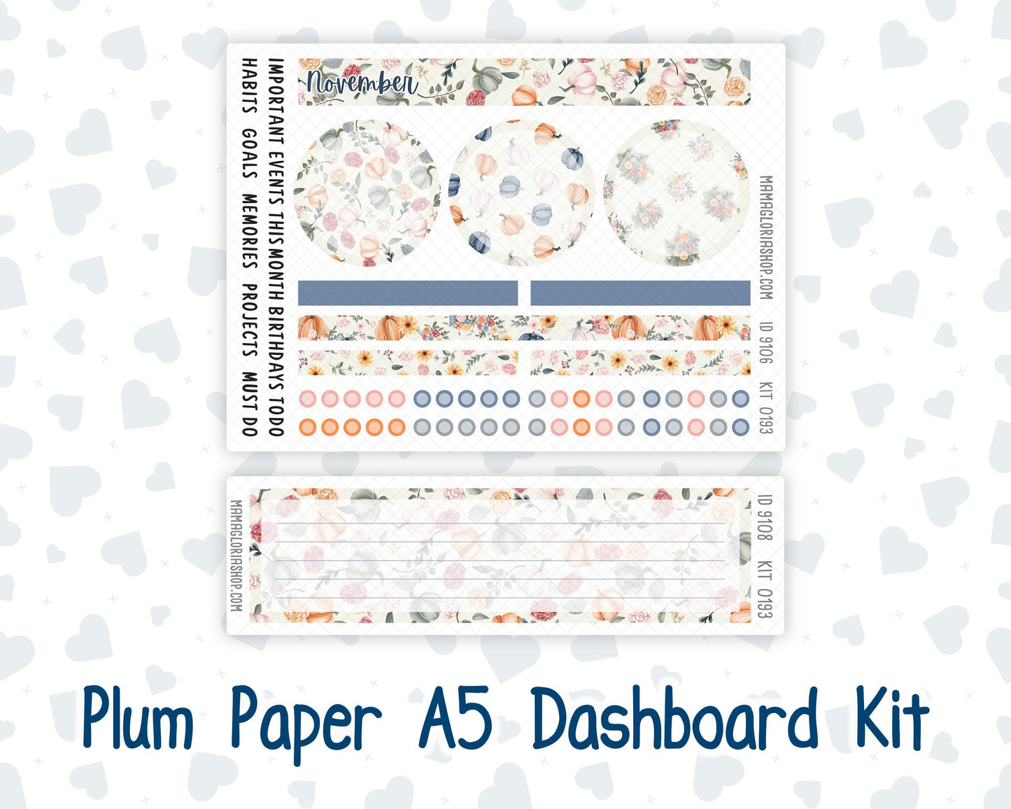Kit 0193 Plum Paper A5– Dashboard - Harvest Blooms - November - Autumn