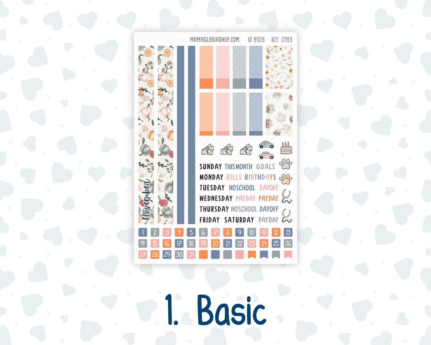 Kit 0193 Plum Paper A5– Monthly - Harvest Blooms - November - Autumn