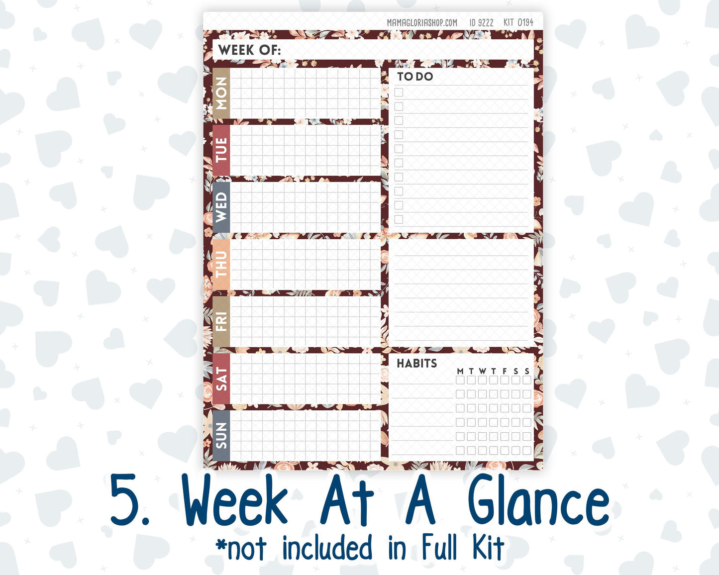 Kit 0194 7x9 Plum Paper Daily - Floral Dreams - November - Fall - Planner