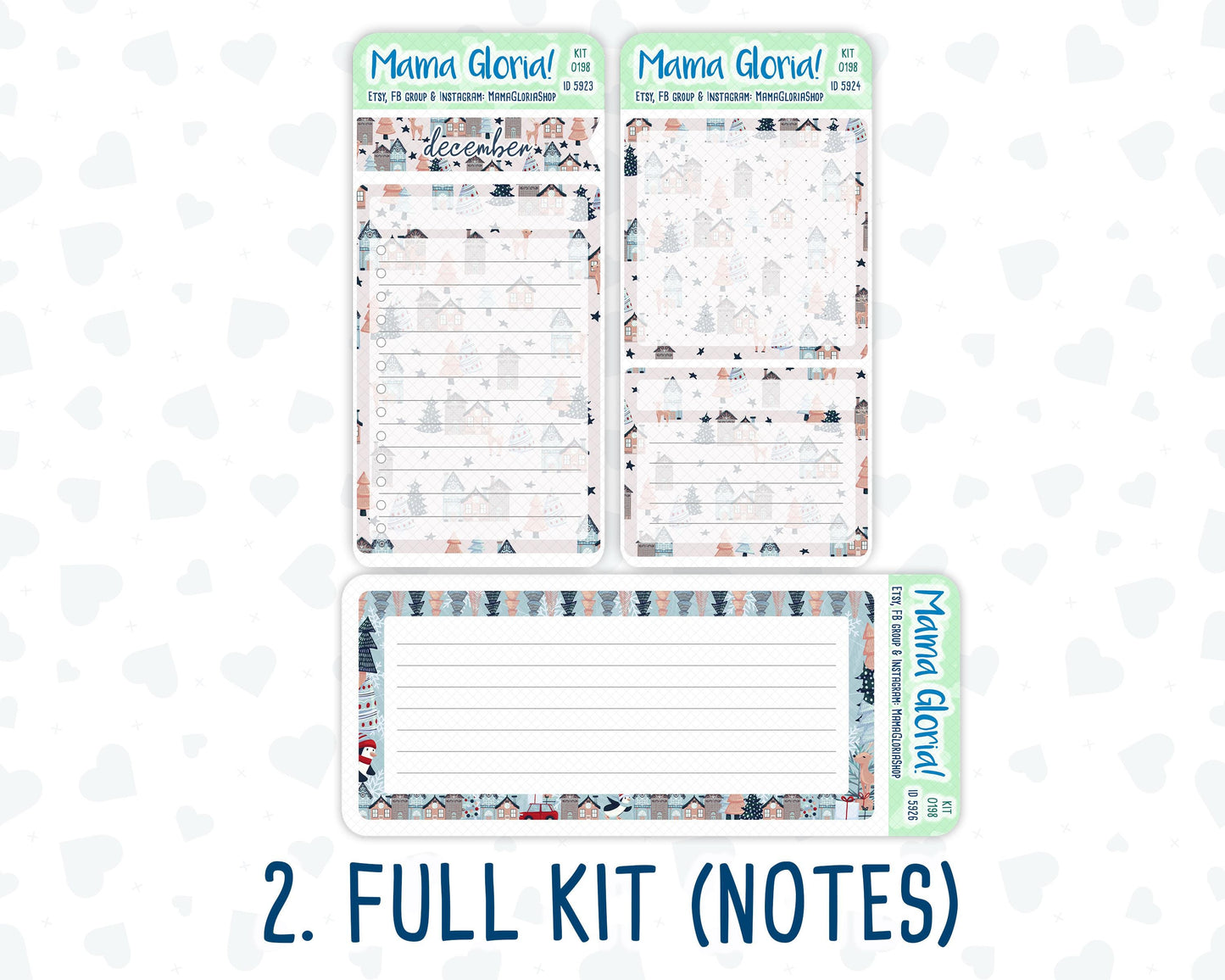 Kit 0198- 7x9 - Holiday Village - December- Christmas - Notes Pages - Dashboard Kit - Productivity Page