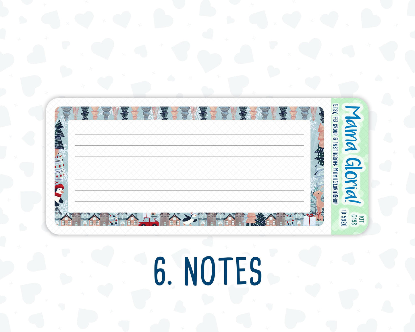Kit 0198- 7x9 - Holiday Village - December- Christmas - Notes Pages - Dashboard Kit - Productivity Page