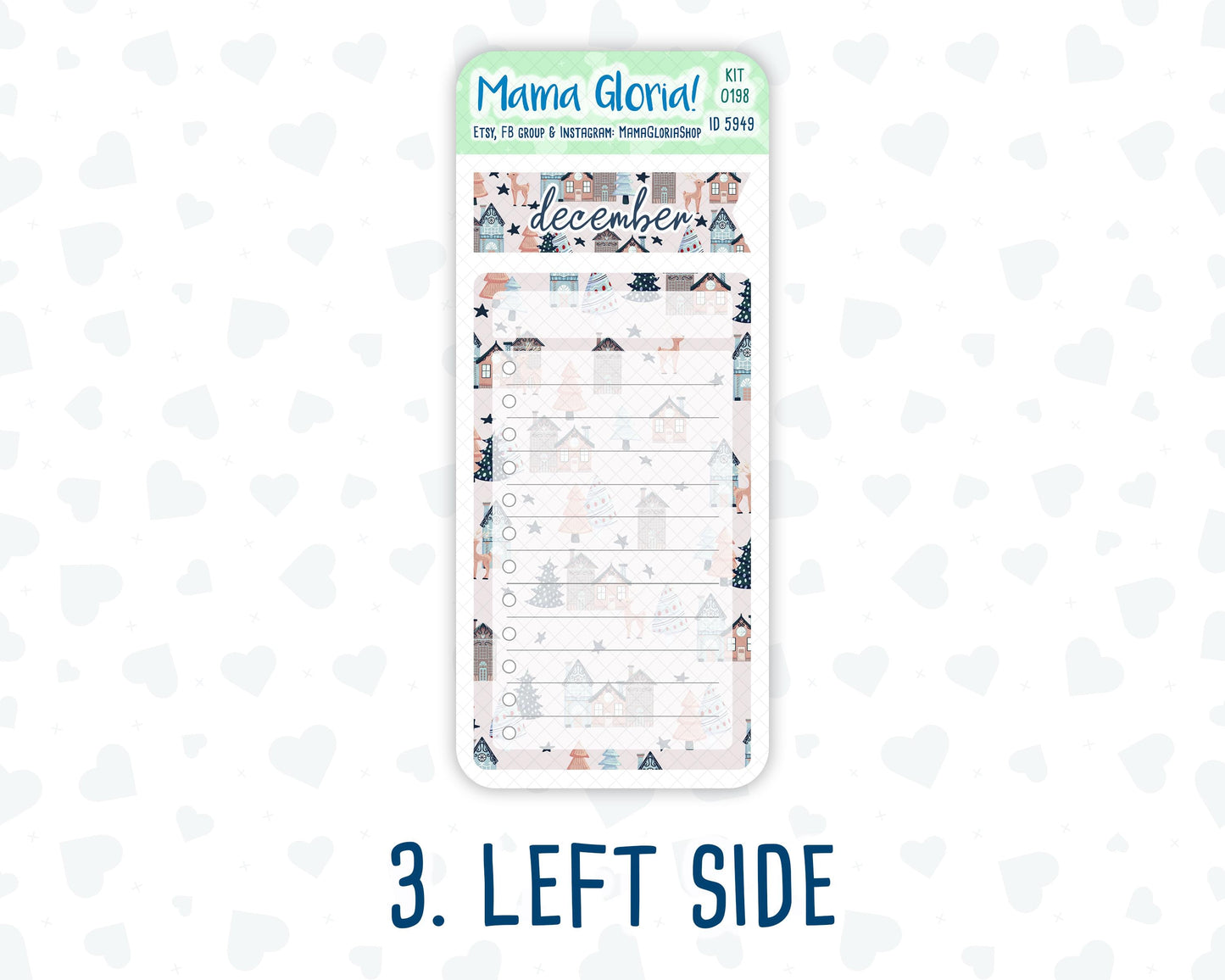Kit 0198- A5 - Holiday Village - December - Christmas- Notes Pages - Dashboard Kit - Productivity Page