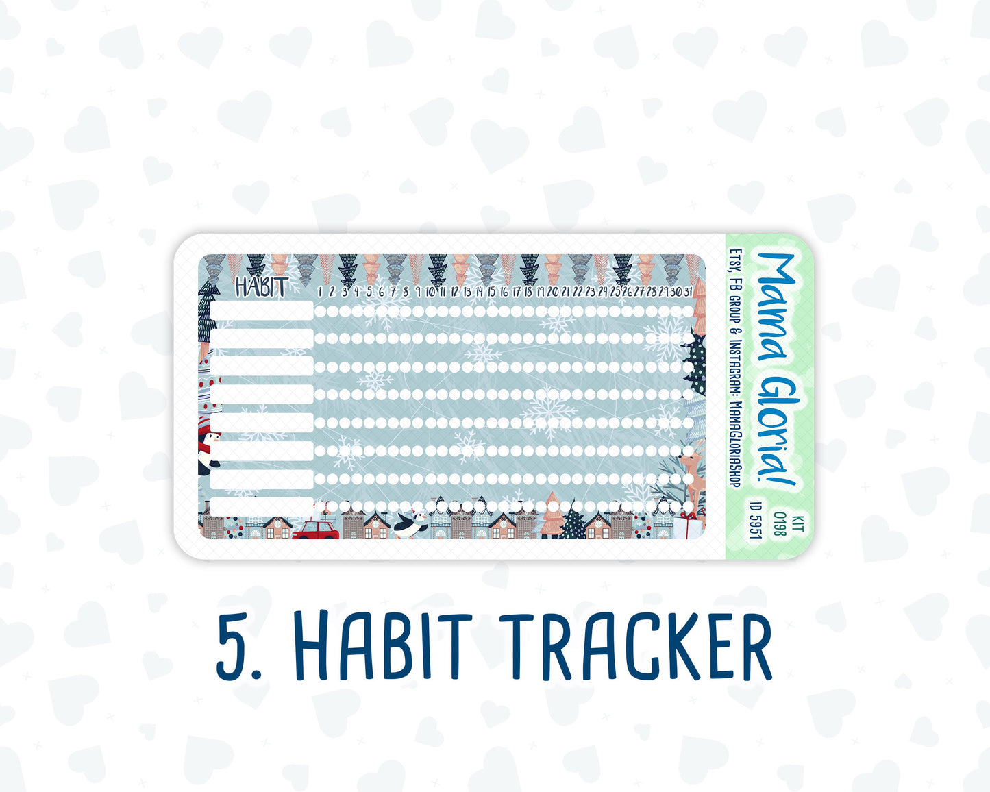 Kit 0198- A5 - Holiday Village - December - Christmas- Notes Pages - Dashboard Kit - Productivity Page
