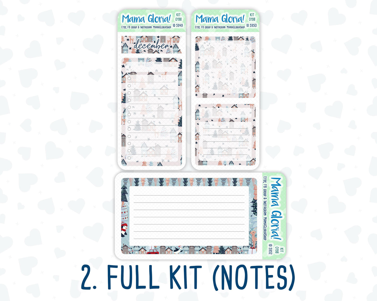 Kit 0198- A5 - Holiday Village - December - Christmas- Notes Pages - Dashboard Kit - Productivity Page