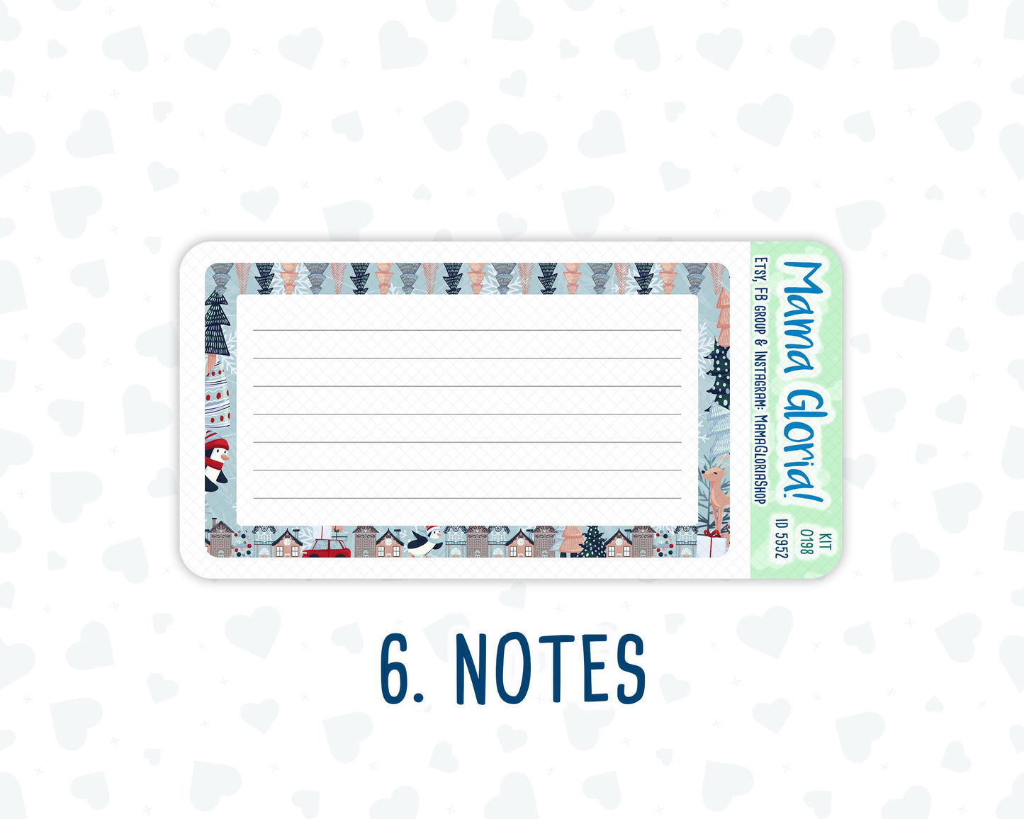 Kit 0198- A5 - Holiday Village - December - Christmas- Notes Pages - Dashboard Kit - Productivity Page