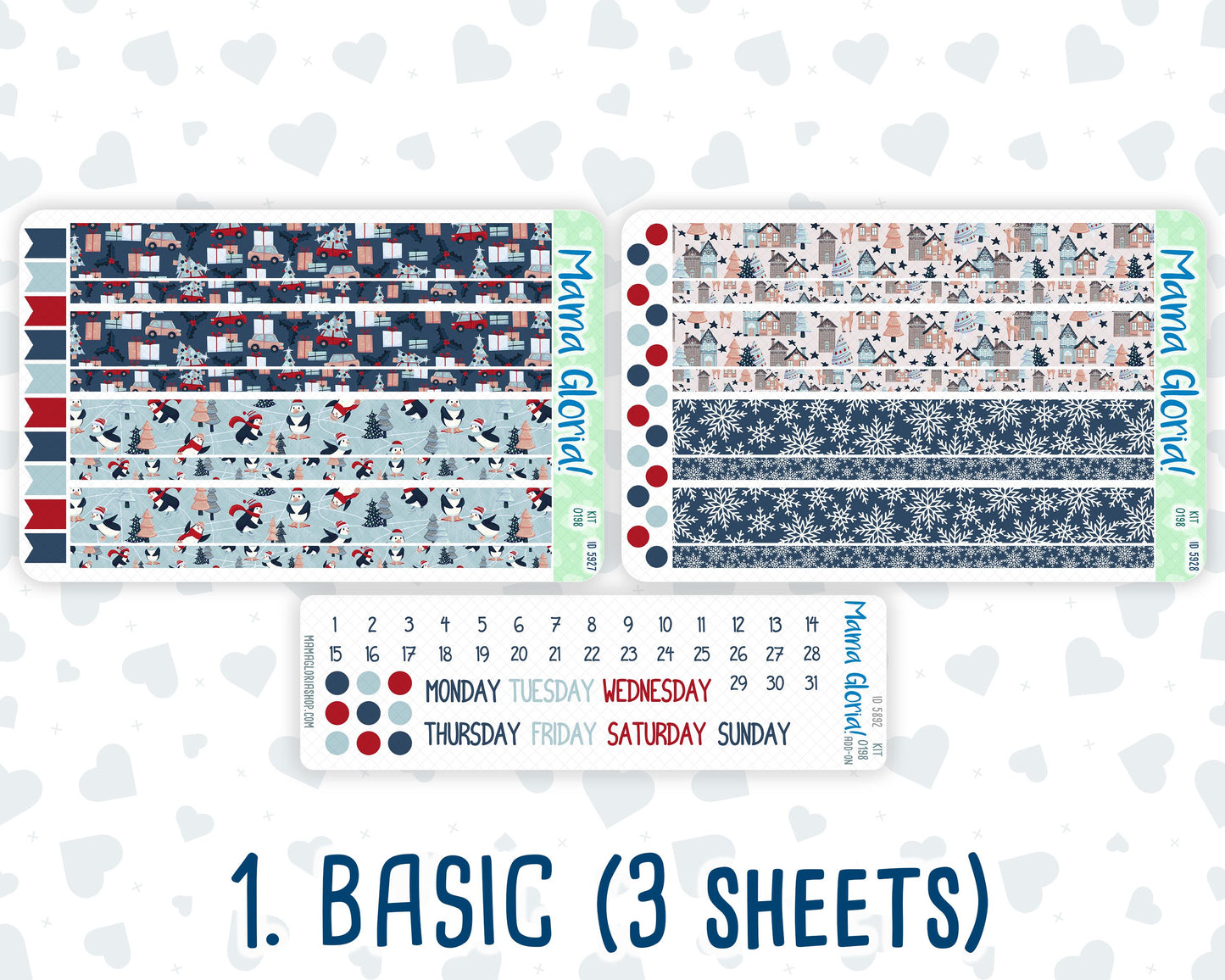 Kit 0198- 7x9 Daily Duo - Holiday Village -December - Christmas - Planner