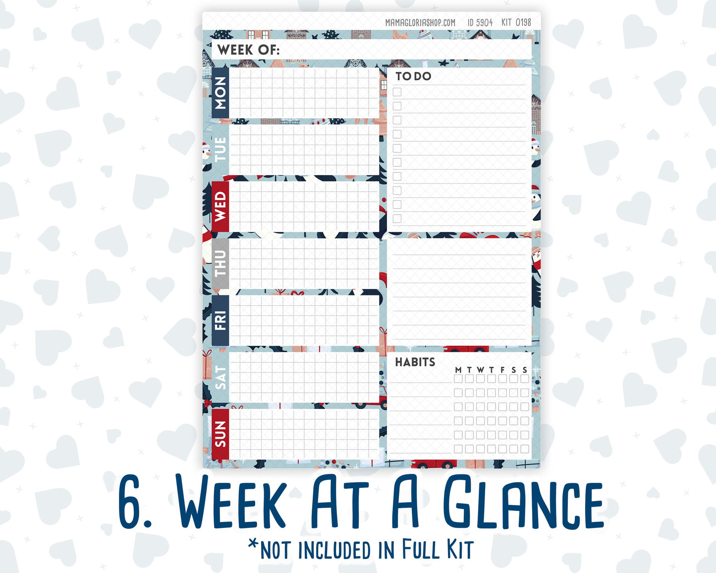 Kit 0198- 7x9 Daily Duo - Holiday Village -December - Christmas - Planner