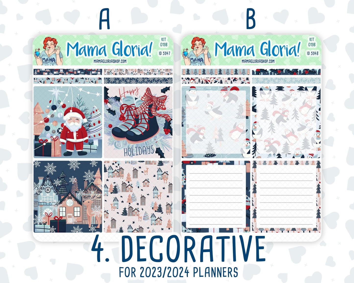 Kit 0198 - A5 Daily Duo - Holiday Village - December - Christmas -Planner