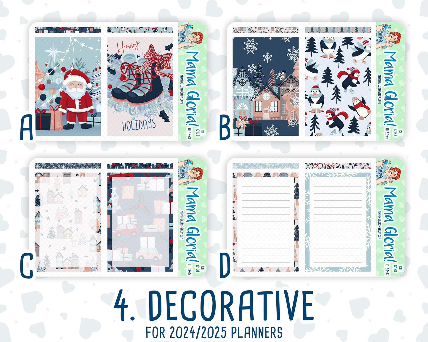 Kit 0198 - A5 Daily Duo - Holiday Village - December - Christmas -Planner