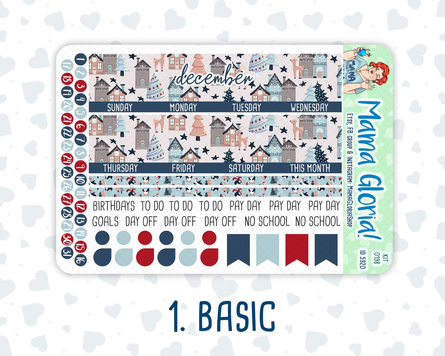Kit 0198 -A5 -Monthly - Holiday Village- December - Christmas - Kit