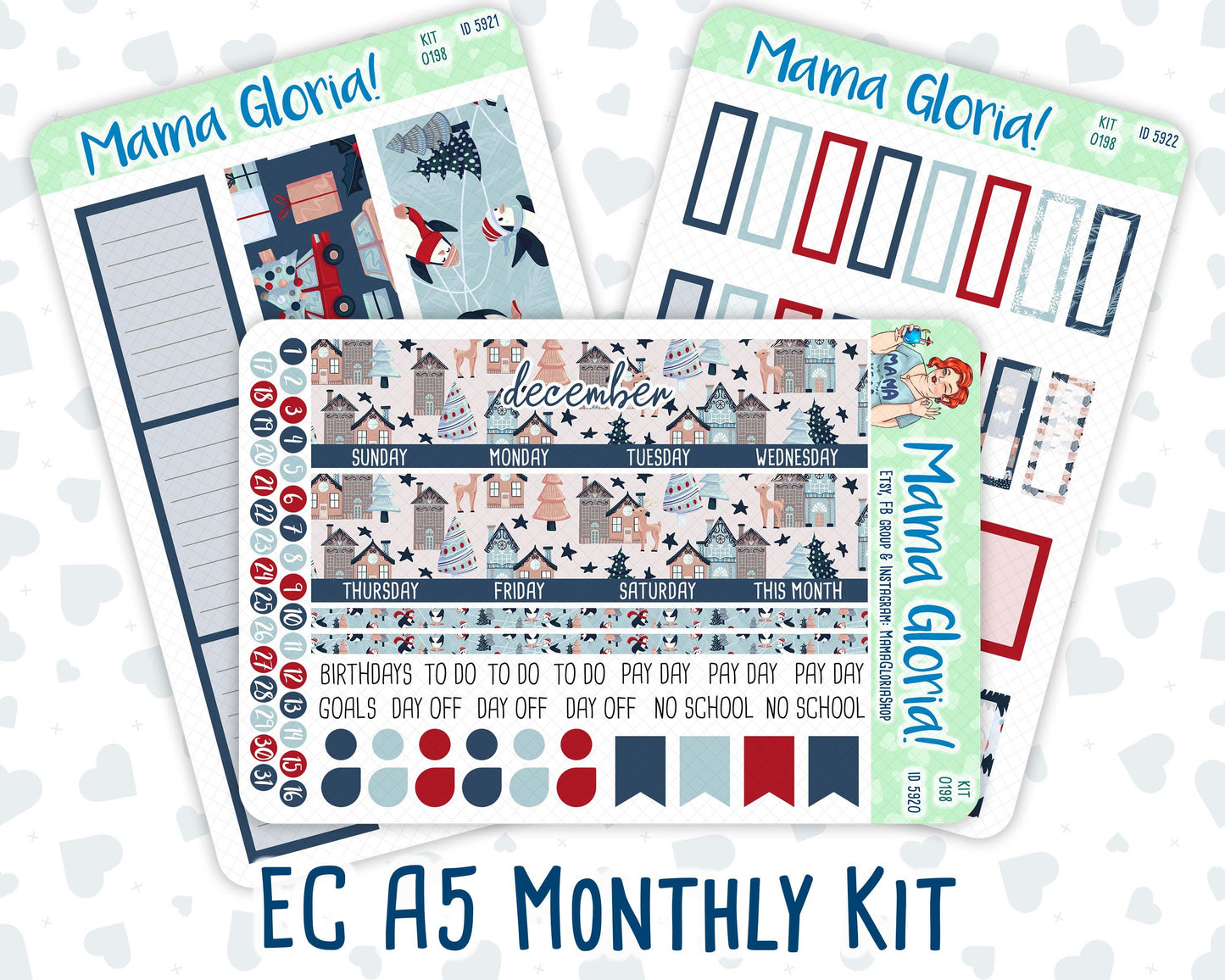 Kit 0198 -A5 -Monthly - Holiday Village- December - Christmas - Kit