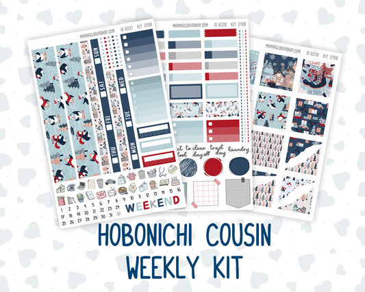 Kit 0198 Hobonichi Cousin – Weekly Kit – 1.3” Wide Columns - Holiday Village - December- Christmas