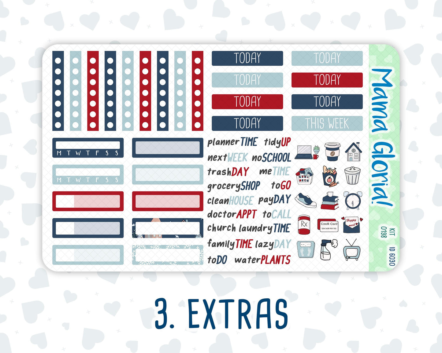 Kit 0198- 7x9 - Holiday Village - Weekly Kit For EC Horizontal Planners - December- Christmas