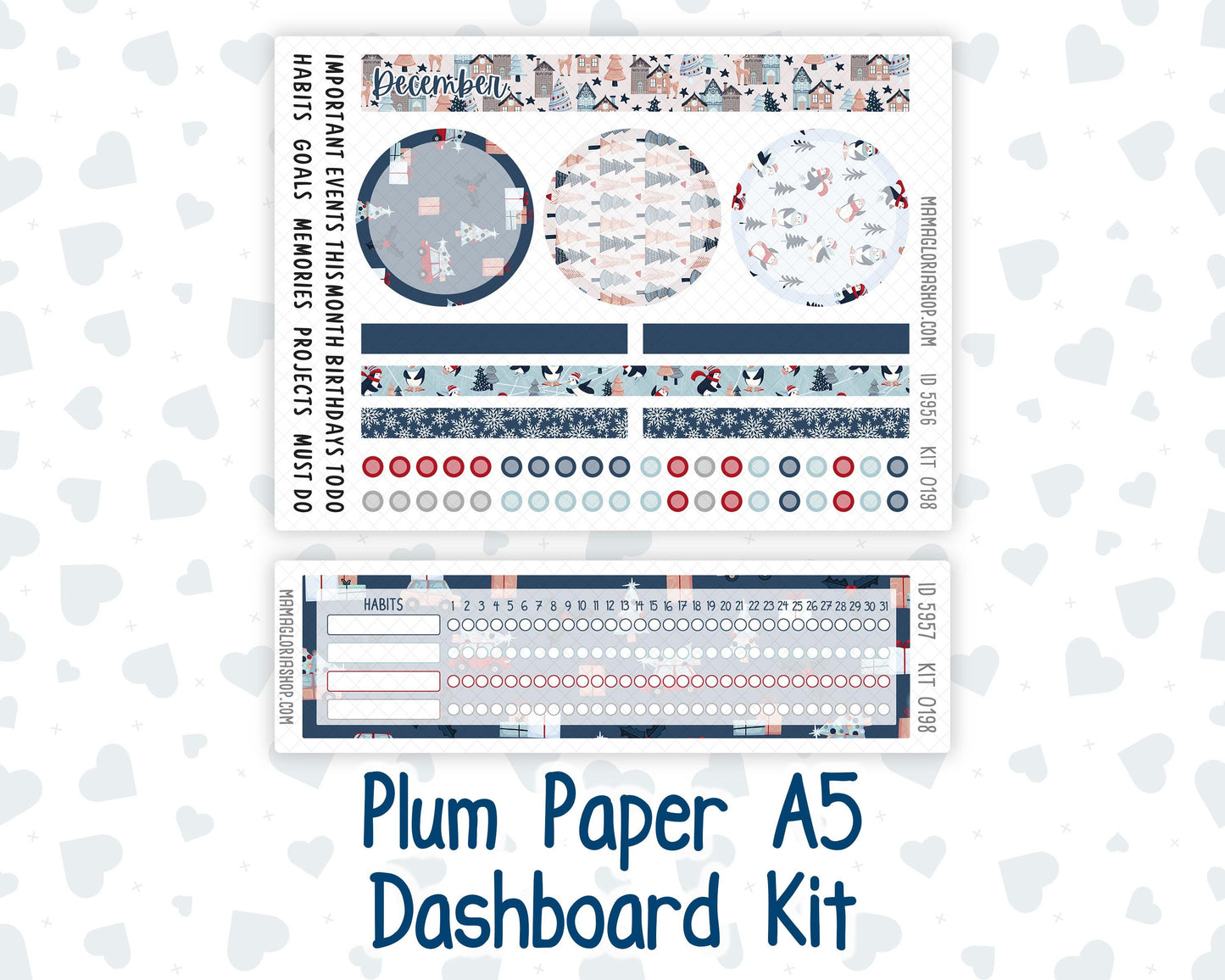 Kit 0198 Plum Paper A5– Dashboard - Holiday Village - December - Christmas