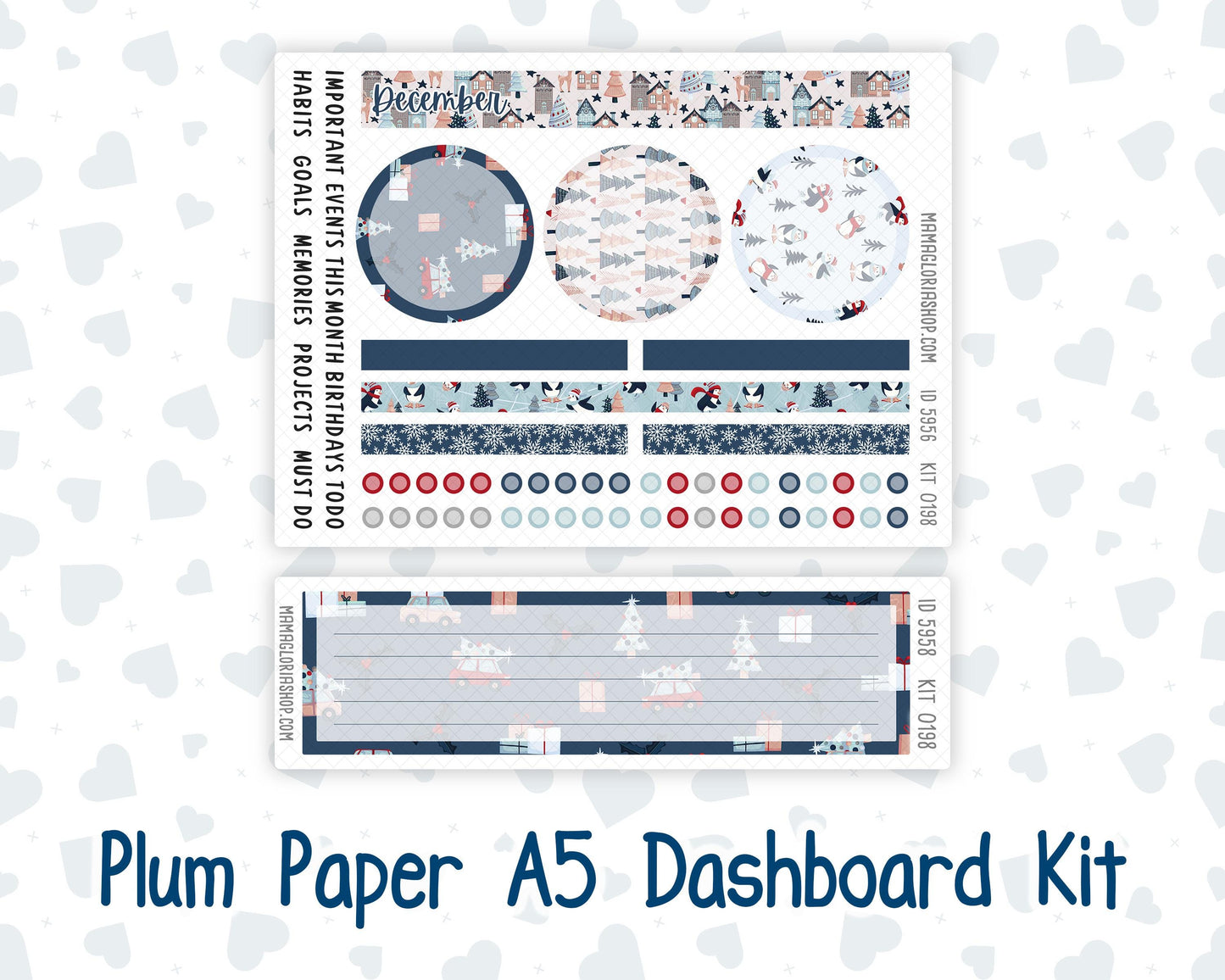 Kit 0198 Plum Paper A5– Dashboard - Holiday Village - December - Christmas
