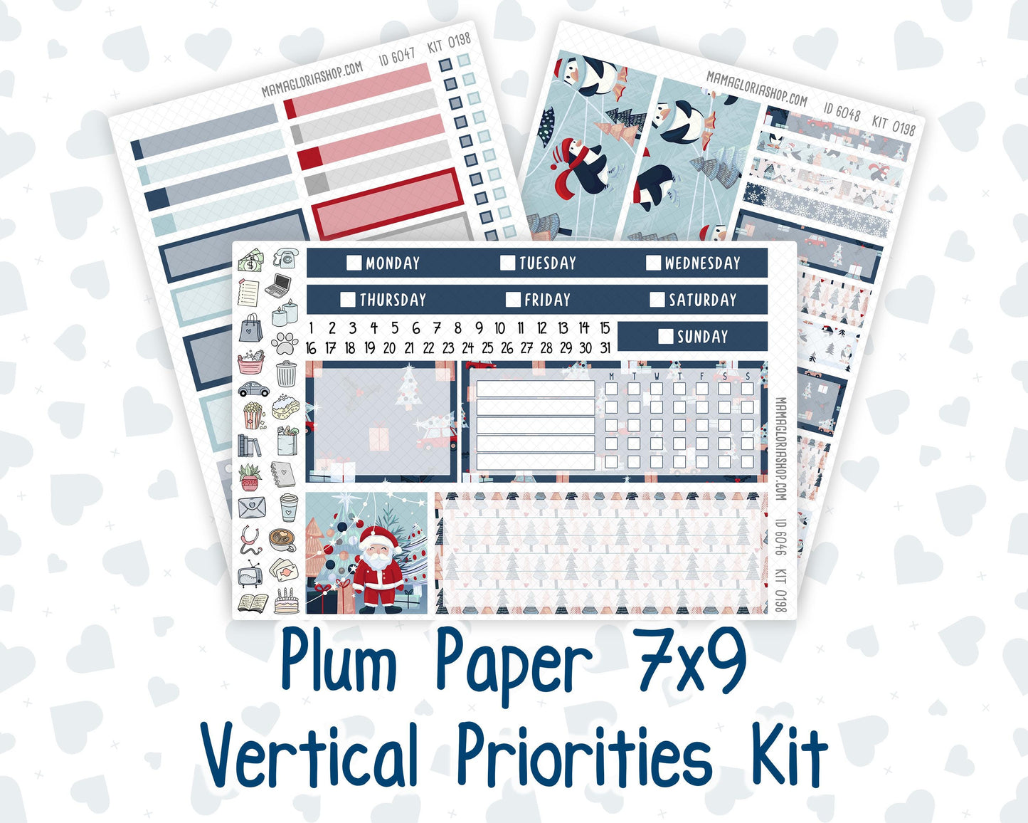 Kit 0198 - 7x9 Plum Paper Vertical Priorities - Holiday Village - December - Christmas