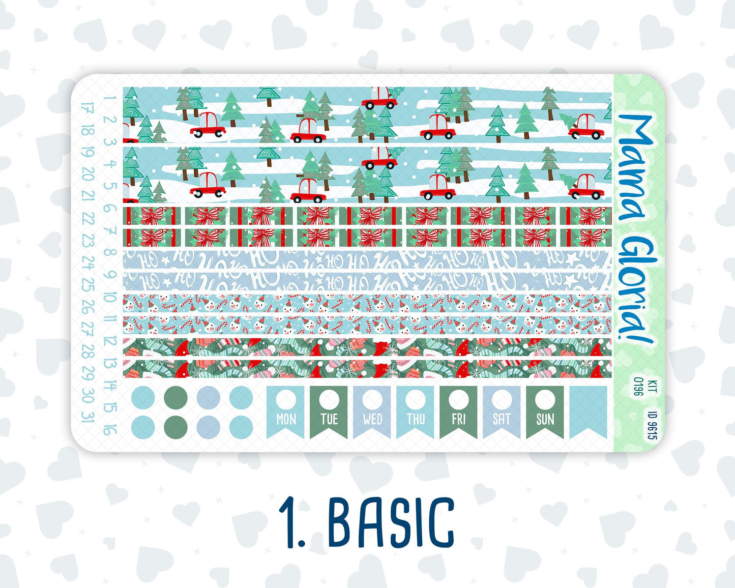 Kit 0196- 7x9 - Winter Warmth - Weekly Kit For EC Horizontal Planners - December- Christmas