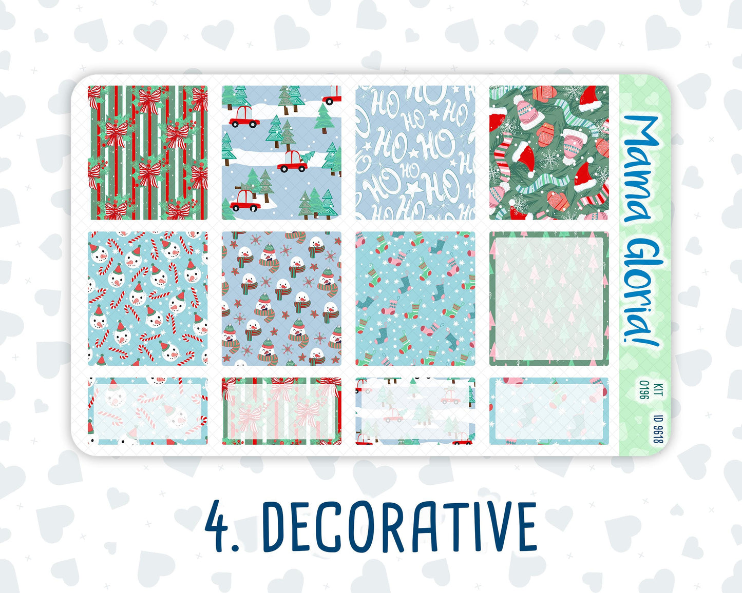 Kit 0196- 7x9 - Winter Warmth - Weekly Kit For EC Horizontal Planners - December- Christmas