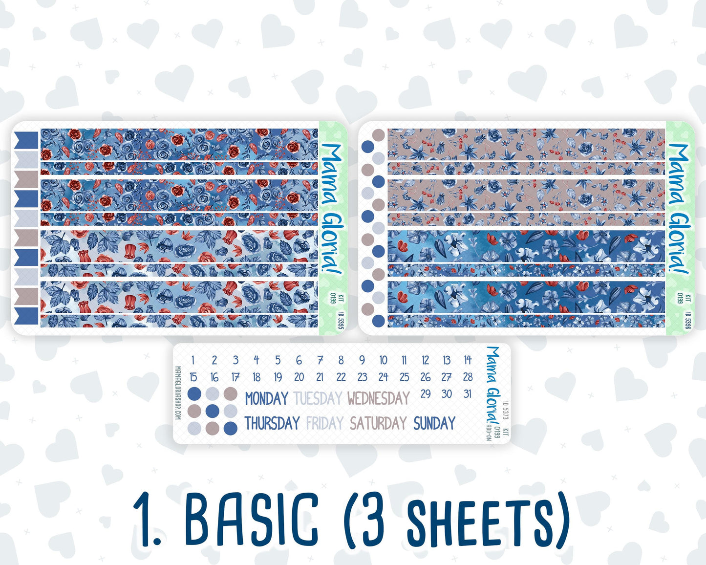 Kit 0199- 7x9 Daily Duo - Icy Blossoms -December - Christmas - Planner
