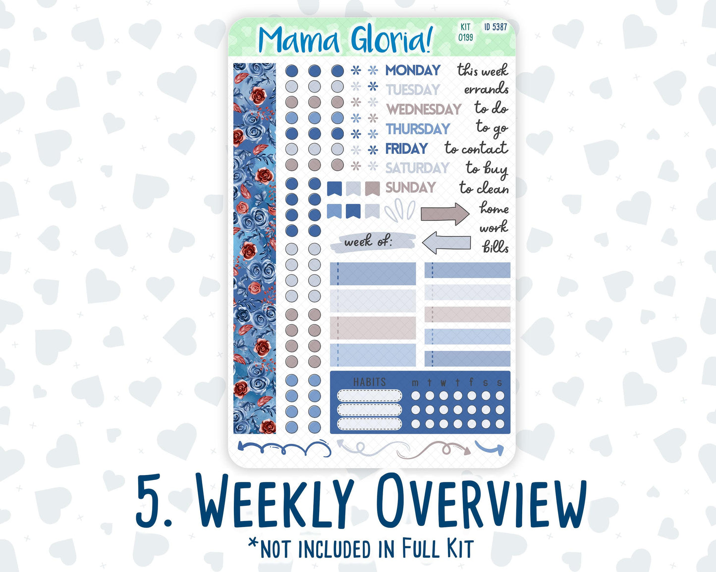 Kit 0199- 7x9 Daily Duo - Icy Blossoms -December - Christmas - Planner
