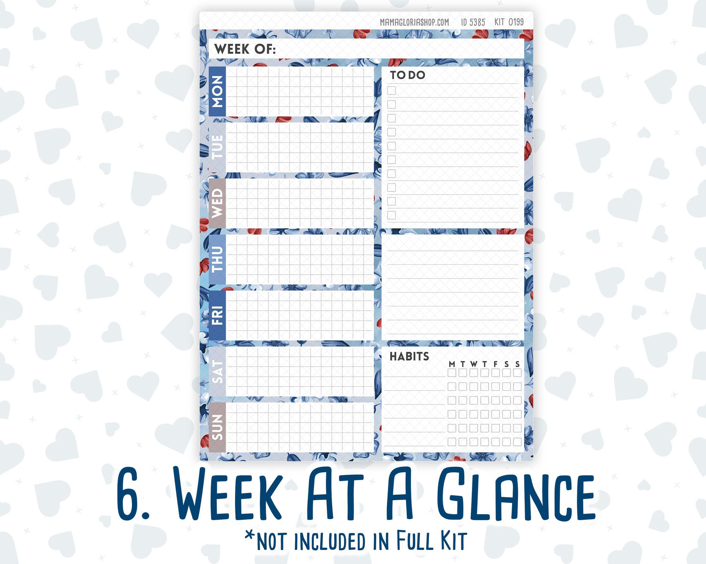 Kit 0199- 7x9 Daily Duo - Icy Blossoms -December - Christmas - Planner