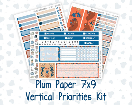 Kit 0091 7x9 Plum Paper Vertical Priorities - Nordic Autumn - Fall - Planner