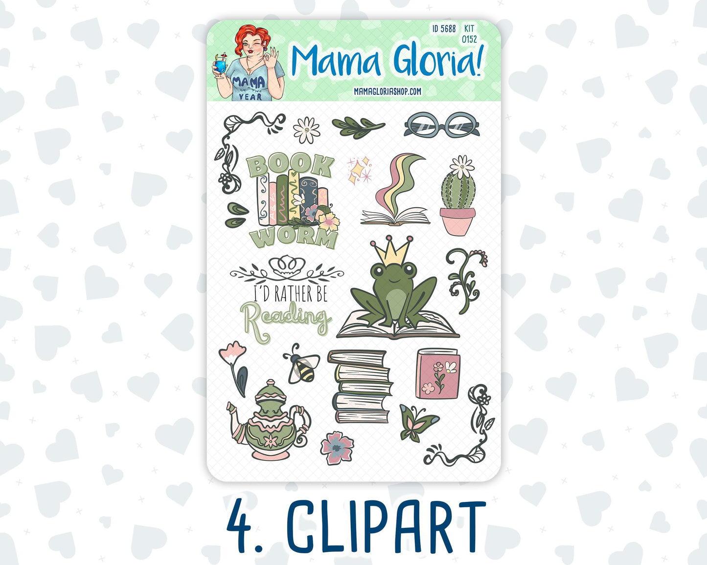 Kit 0152 - Froggy Reads - Journaling Kit - For Planner - Notebook - Journal