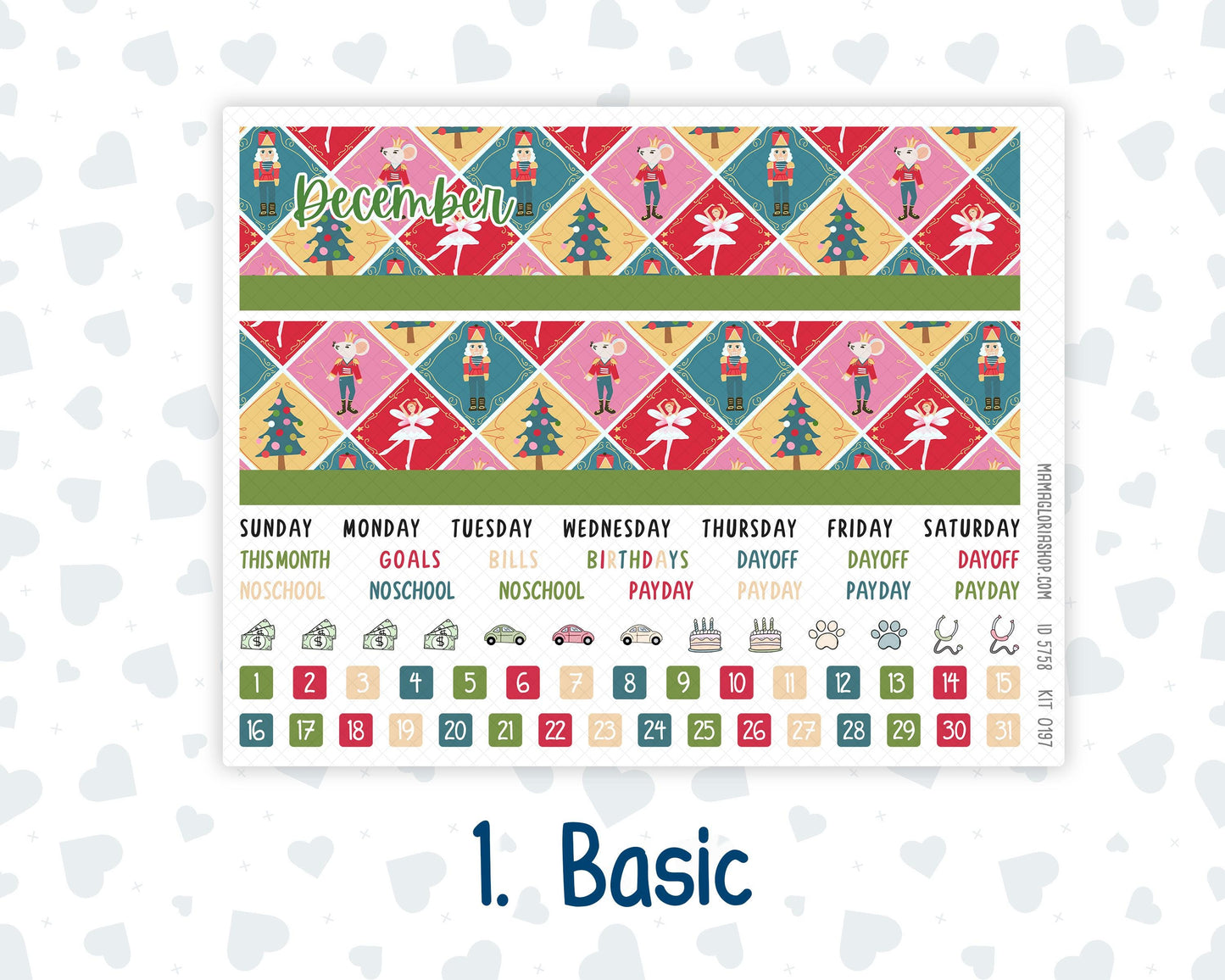 EC 8.5x11 Monthly - Kit 0197- Nutcracker Magic - December - Christmas - For Erin Condren Planners