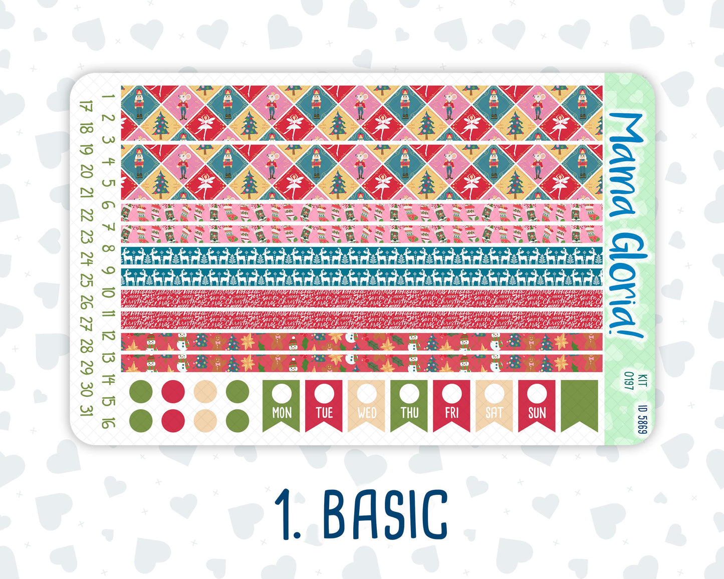 Kit 0197- 7x9 - Nutcracker Magic - Weekly Kit For EC Horizontal Planners - December- Christmas
