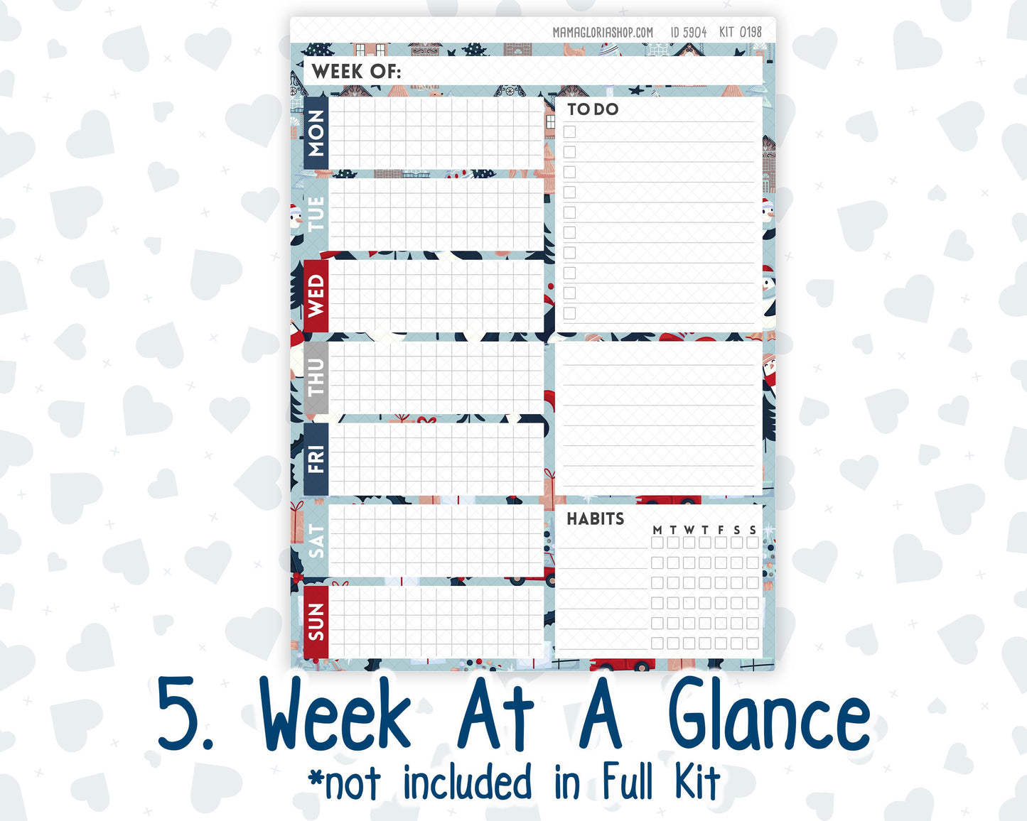 Kit 0198 - 7x9 Plum Paper Daily - Holiday Village - Planner - December - Christmas