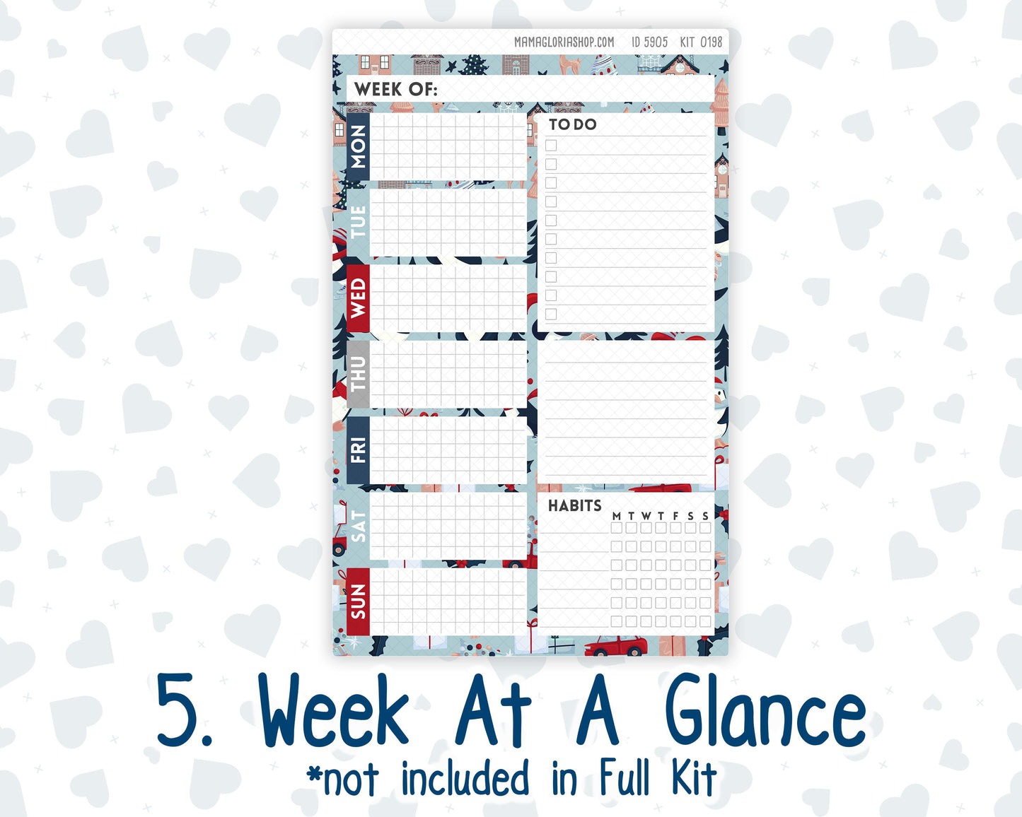 Kit 0198 A5 Plum Paper Daily - Holiday Village - Planner -December - Christmas