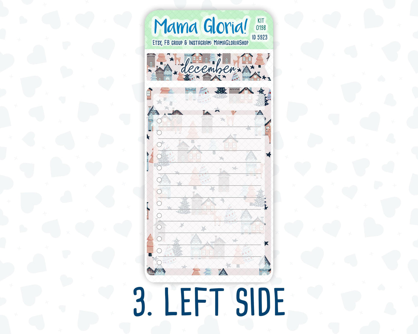Kit 0198- 7x9 - Holiday Village - December- Christmas - Notes Pages - Dashboard Kit - Productivity Page