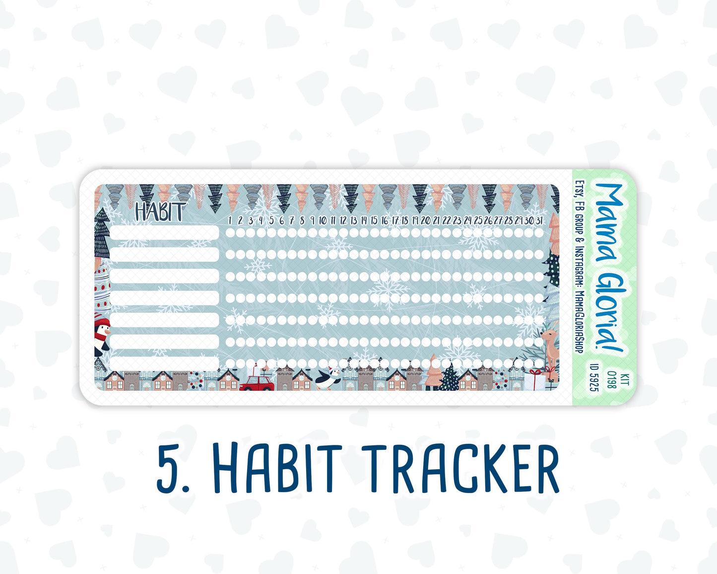 Kit 0198- 7x9 - Holiday Village - December- Christmas - Notes Pages - Dashboard Kit - Productivity Page