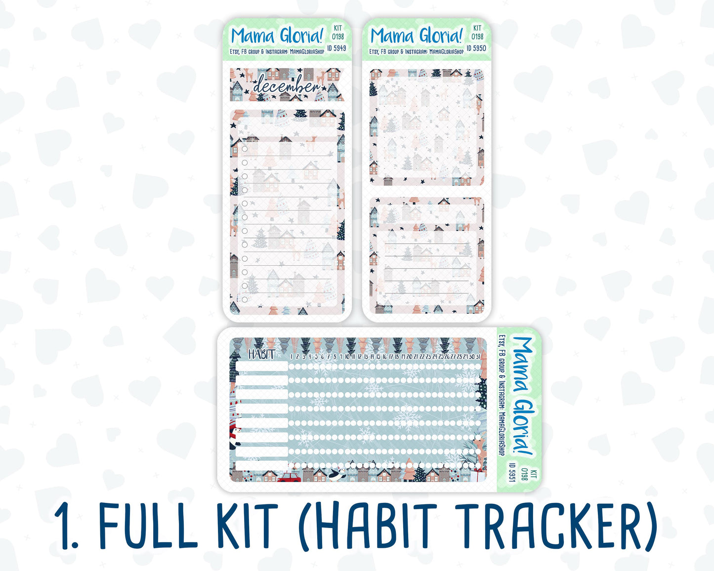Kit 0198- A5 - Holiday Village - December - Christmas- Notes Pages - Dashboard Kit - Productivity Page