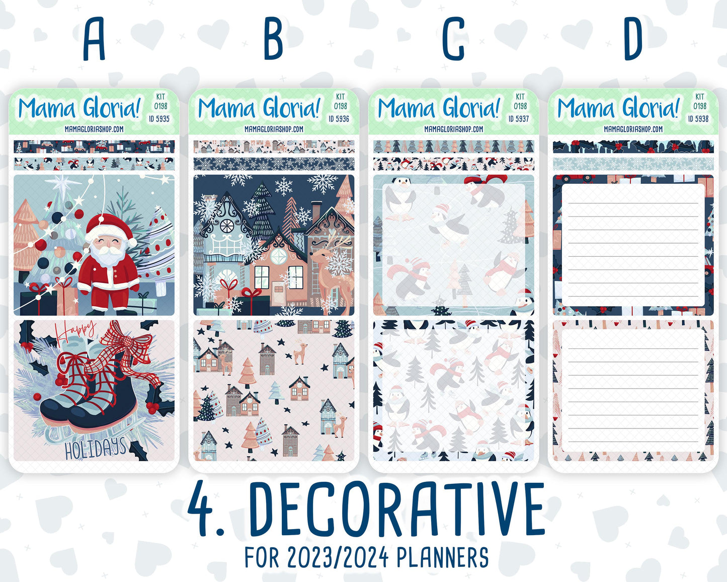 Kit 0198- 7x9 Daily Duo - Holiday Village -December - Christmas - Planner