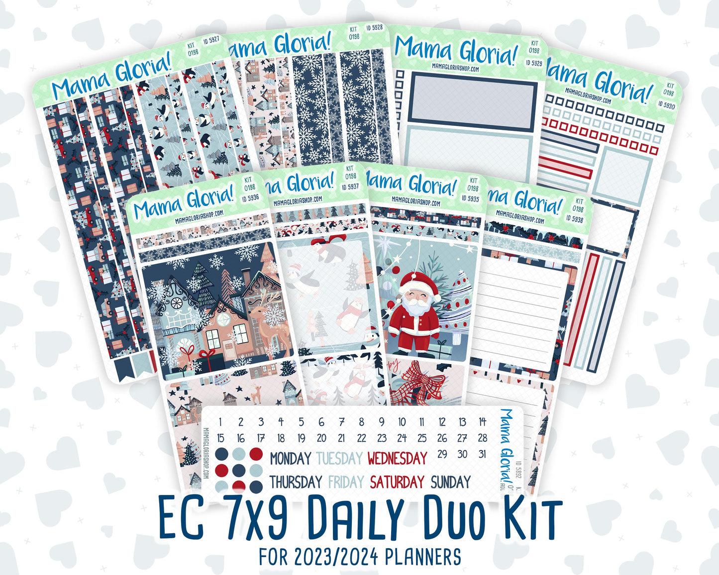 Kit 0198- 7x9 Daily Duo - Holiday Village -December - Christmas - Planner