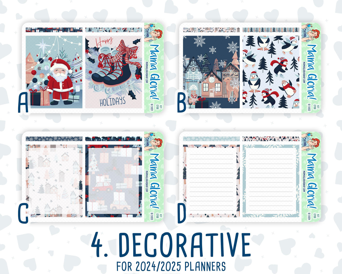 Kit 0198- 7x9 Daily Duo - Holiday Village -December - Christmas - Planner