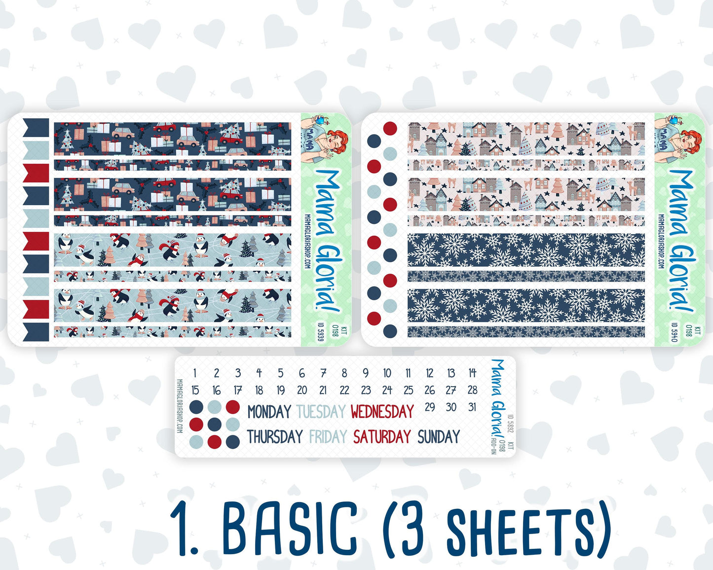 Kit 0198 - A5 Daily Duo - Holiday Village - December - Christmas -Planner