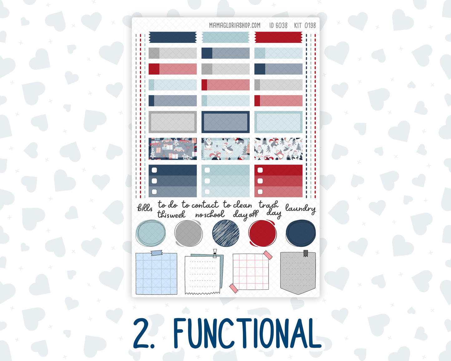 Kit 0198 Hobonichi Cousin – Weekly Kit – 1.3” Wide Columns - Holiday Village - December- Christmas