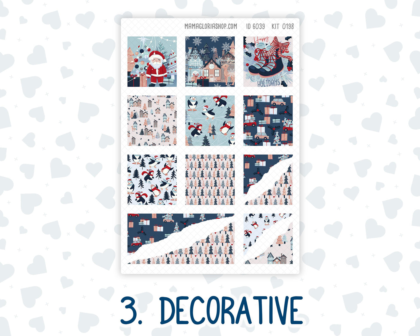 Kit 0198 Hobonichi Cousin – Weekly Kit – 1.3” Wide Columns - Holiday Village - December- Christmas
