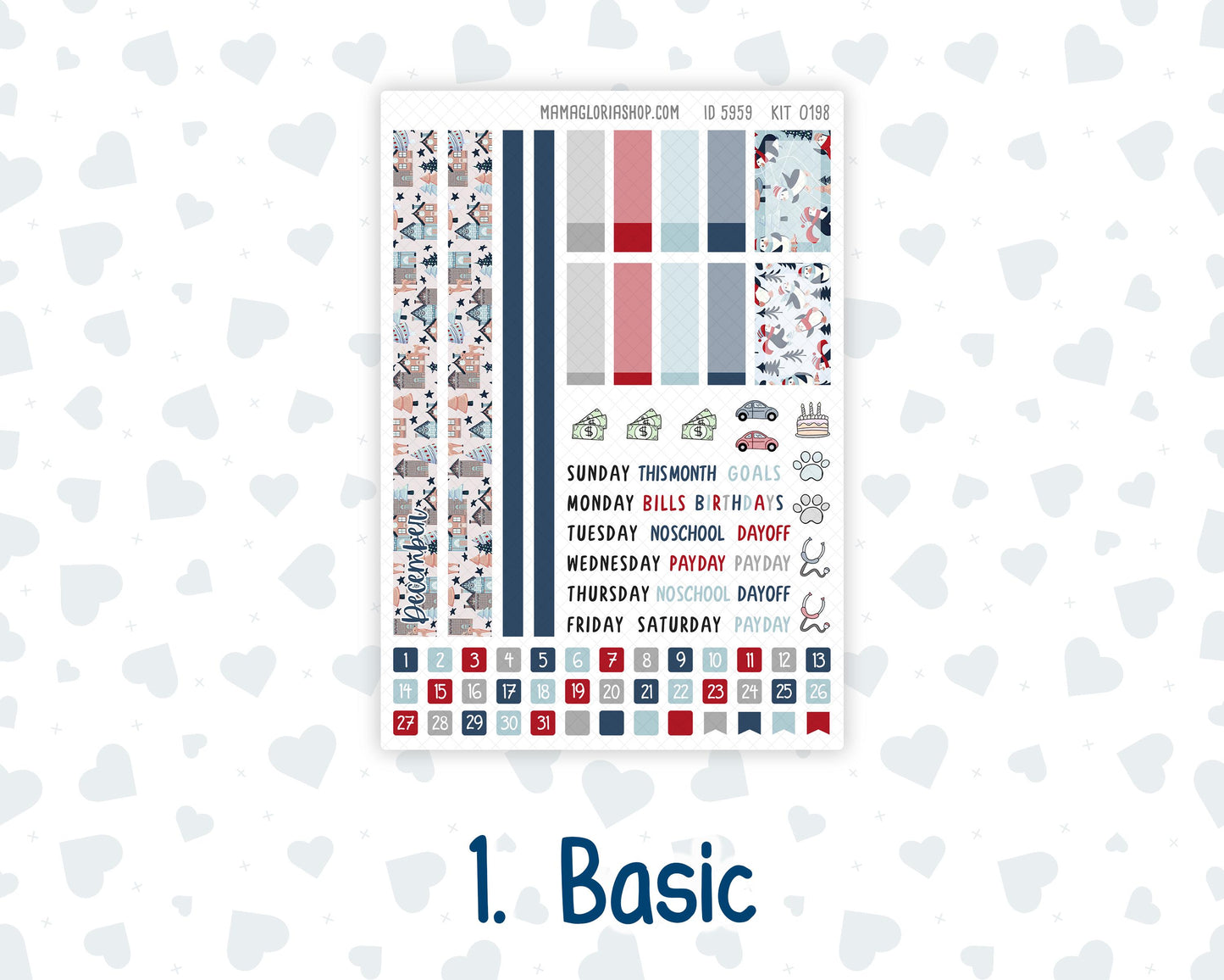 Kit 0198 Plum Paper A5– Monthly - Holiday Village - Christmas - December