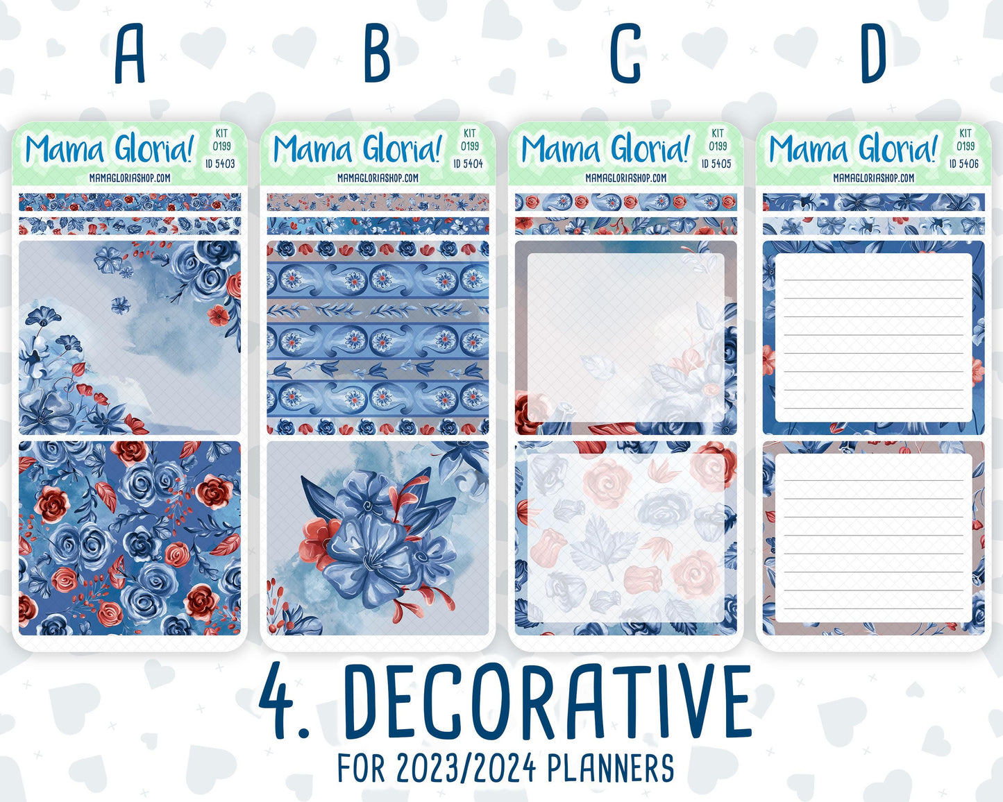 Kit 0199- 7x9 Daily Duo - Icy Blossoms -December - Christmas - Planner