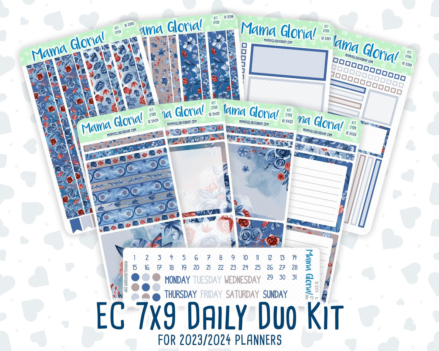 Kit 0199- 7x9 Daily Duo - Icy Blossoms -December - Christmas - Planner