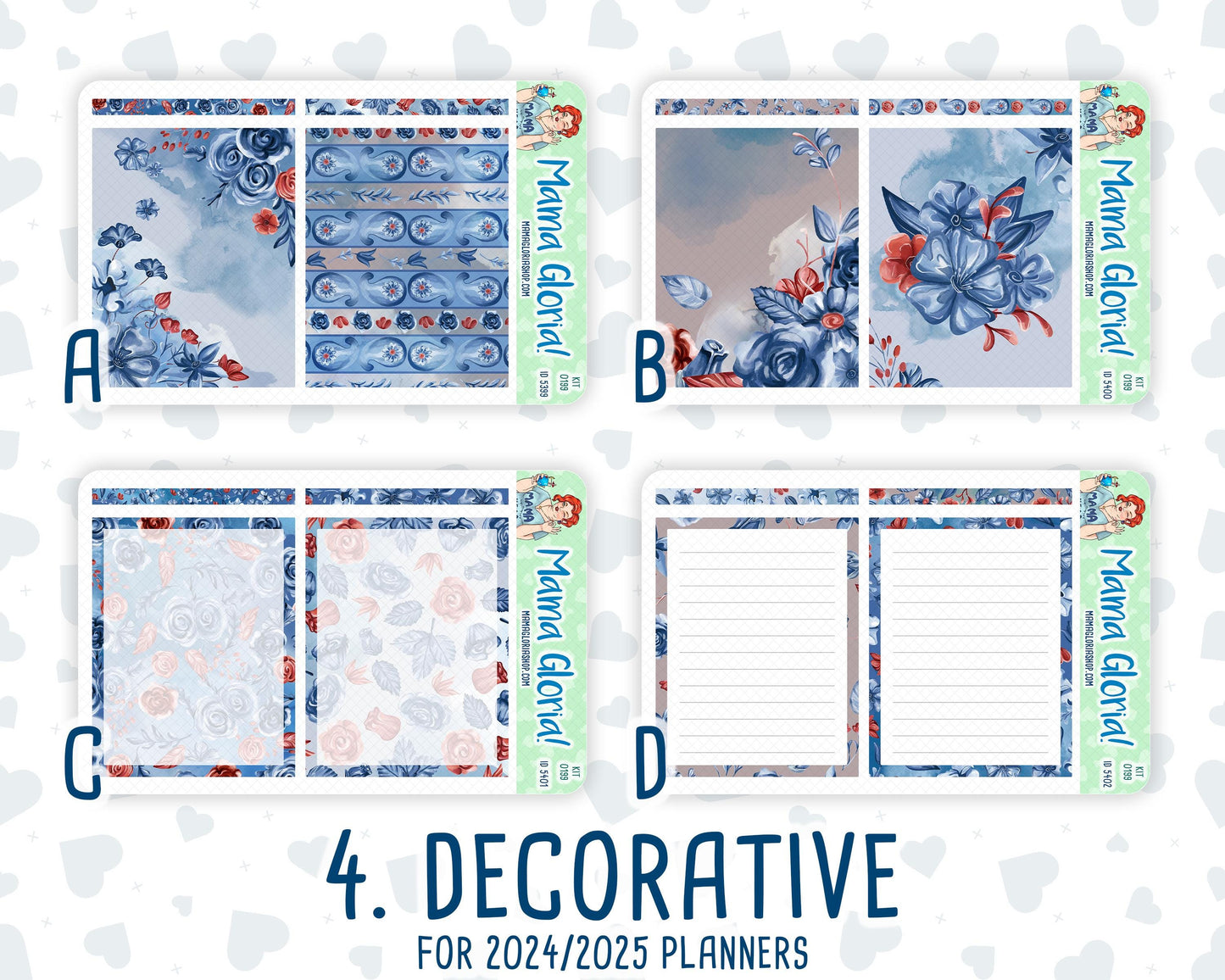 Kit 0199- 7x9 Daily Duo - Icy Blossoms -December - Christmas - Planner