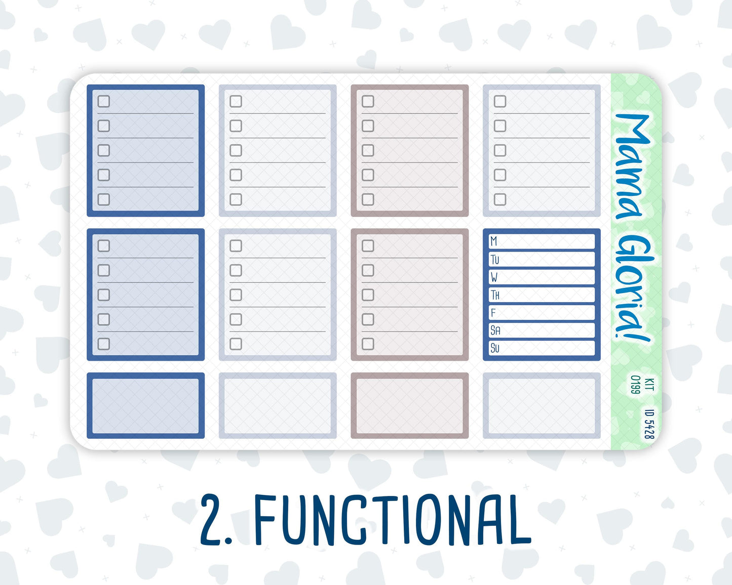 Kit 0199- 7x9 - Icy Blossoms - Weekly Kit For EC Horizontal Planners - December- Christmas