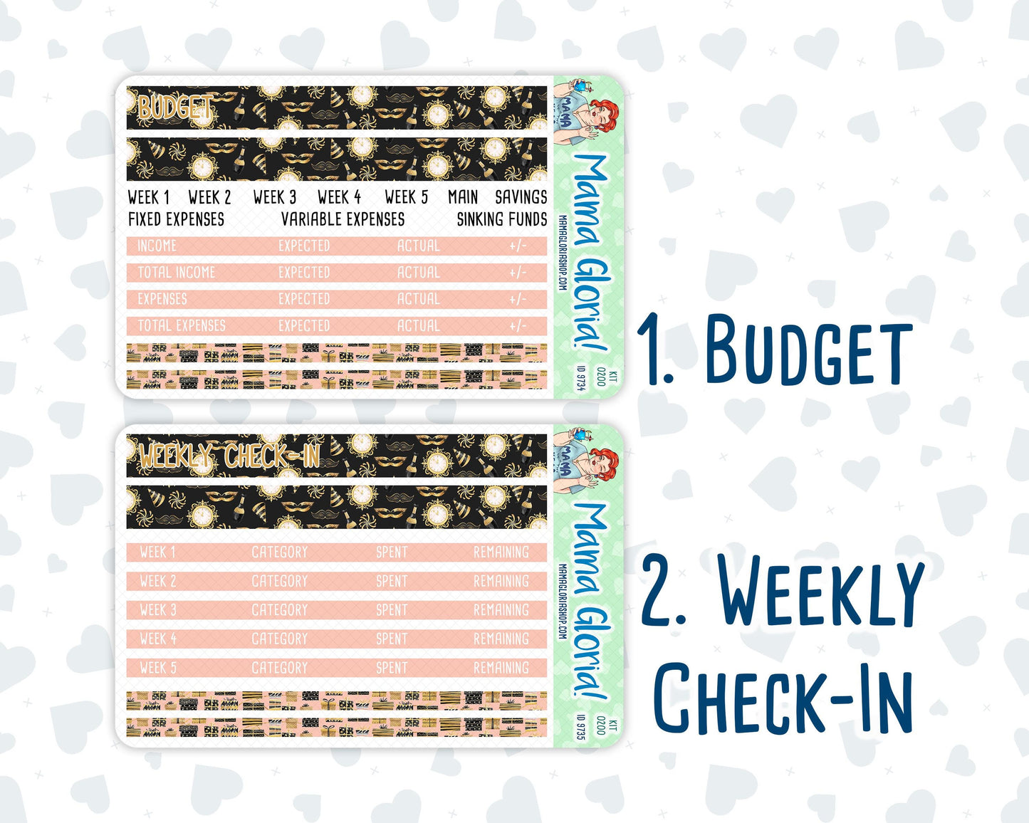 Kit 0200 - Budget - Golden Hour - For 7x9 & A5 Planners - Notebooks - January- New Year