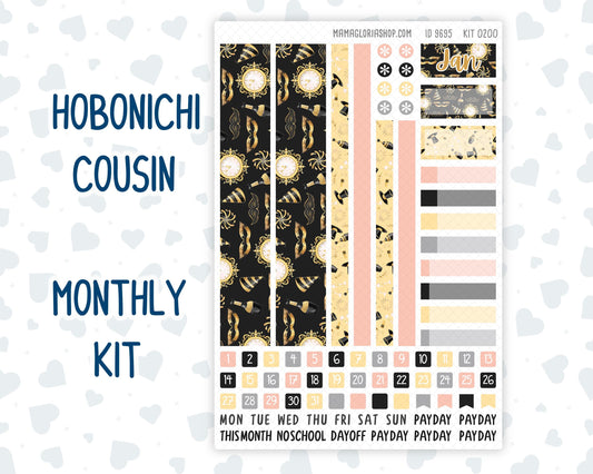Kit 0200 Hobonichi Cousin – Monthly – 1.3” Wide Columns - Golden Hour - January - New Year